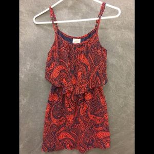 Blue and red print dress (size S)